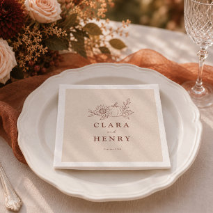 Organic Minimalist Pumpkin Fall Wedding Napkin