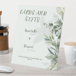 Organic Modern Botanical Wedding Invitation Pedestal Sign