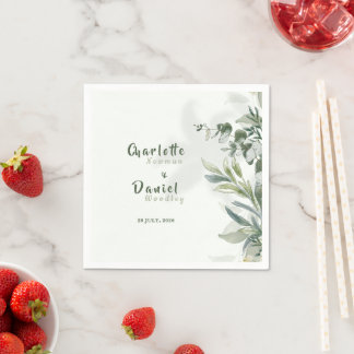 Organic Modern Botanical Wedding Napkins