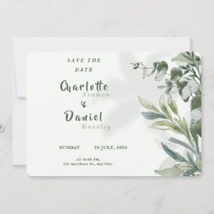 Organic Modern Botanical Wedding Save the Date 
