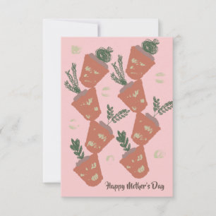 Organic Modern Garden Terracotta Pots Brush Stroke Card
