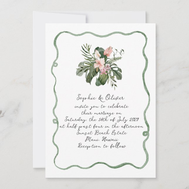 Organic Modern Tropical Wedding Invitation (Front)