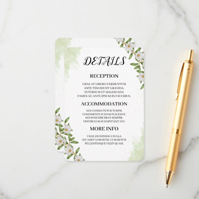 Organic Modern Wedding Enclosure Card (Front/Back In Situ)