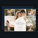 Organic Monogram 5 Photo Holiday Card<br><div class="desc">Organic natural leafy botanical monogram wreath,  5 photo holiday card.</div>