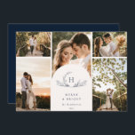 Organic Monogram 5 Photo Holiday Card<br><div class="desc">Organic natural leafy botanical monogram wreath,  5 photo holiday card.</div>