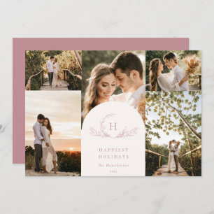 Organic Monogram 5 Photo Holiday Card