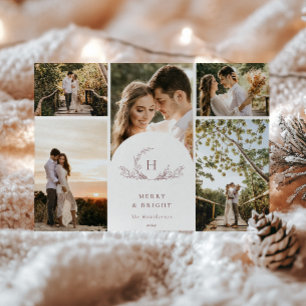 Organic Monogram 5 Photo Holiday Card