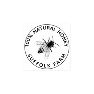Organic Natural Honey Bee Simple  Rubber Stamp