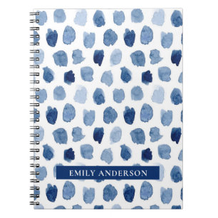 ORGANIC NAVY BLUE INDIGO DOTS TIE DYE PATTERN NOTEBOOK