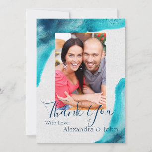 Organic Ocean Blue Watercolor Thank You