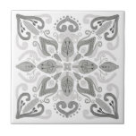 Organic Old Home Watercolor Decor Light Grey White Ceramic Tile<br><div class="desc">Beautiful lovely original artistic watercolor effect modern light grey white decorative ornament design ceramic tile. Old home bohemian boho warm feel with floral swirls. For other colours feel free to contact the designer.</div>