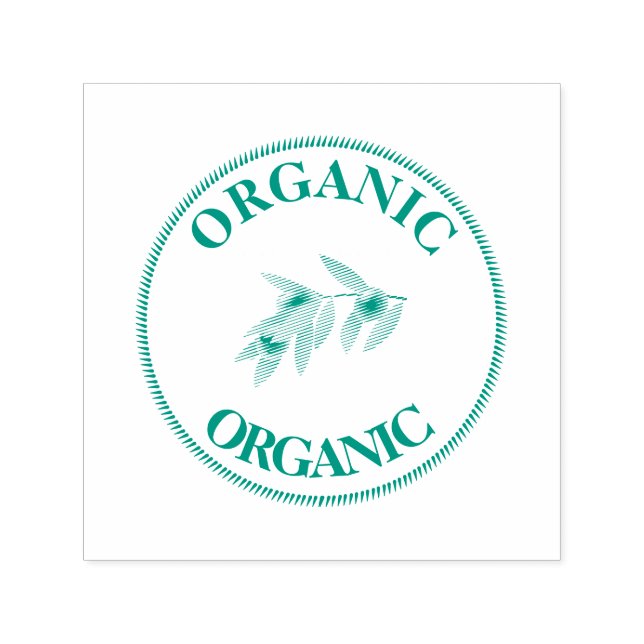 Organic olive branch illustration round frame self-inking stamp (Design)