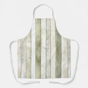 Organic Olive Ivory Faux Wood Stripes Christmas Apron