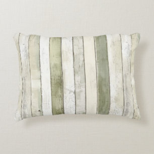 Organic Olive Ivory Faux Wood Stripes Christmas Decorative Cushion