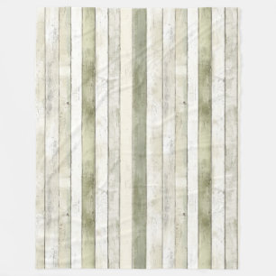 Organic Olive Ivory Faux Wood Stripes Christmas Fleece Blanket