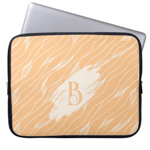 Organic Peach Waves Design, Monogram Customisation Laptop Sleeve