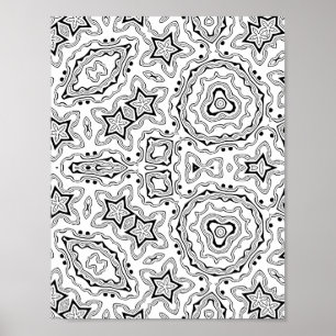 Organic Pebble Mandala Pattern Colouring Page Art Poster