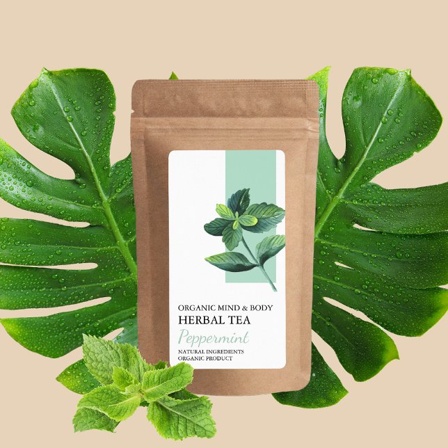 Organic Peppermint Herbal Tea Business Label (Creator Uploaded)