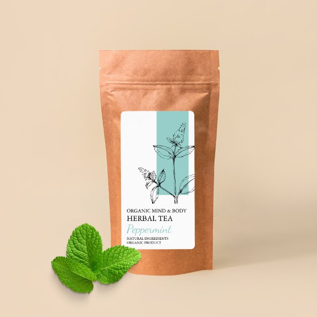 Organic Peppermint Herbal Tea Business Label (Creator Uploaded)