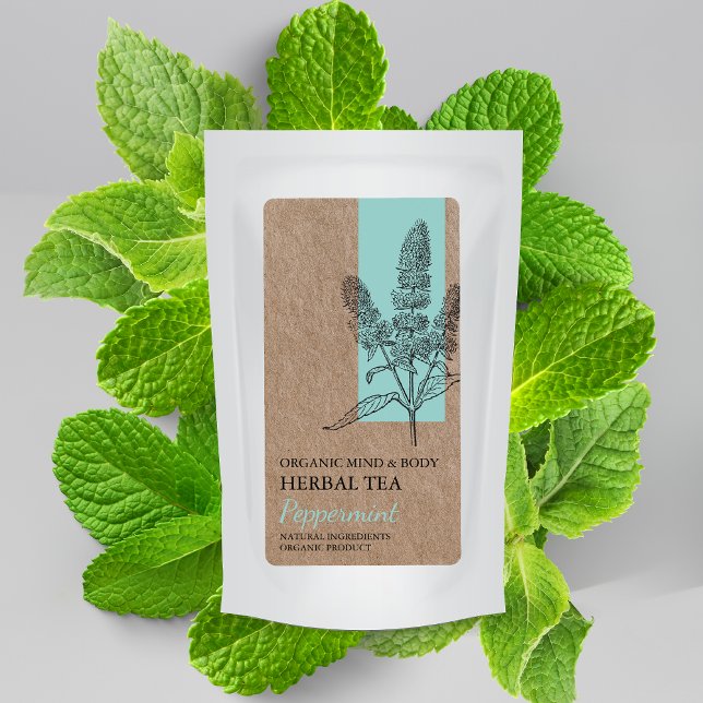 Organic Peppermint Herbal Tea Kraft Business Label (Creator Uploaded)