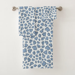 Organic Petal Terrazzo Modern Rustic Spa Blue Bath Towel Set