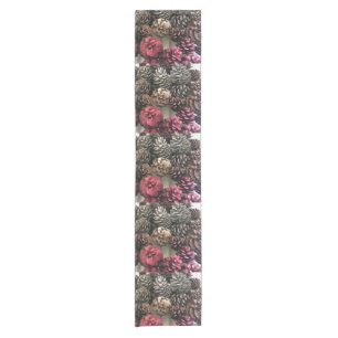 Organic Pine Cone Holiday Ornaments Painting Short Table Runner