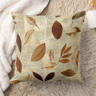 Organic Pressed Leaf in Neutral Tones Cushion