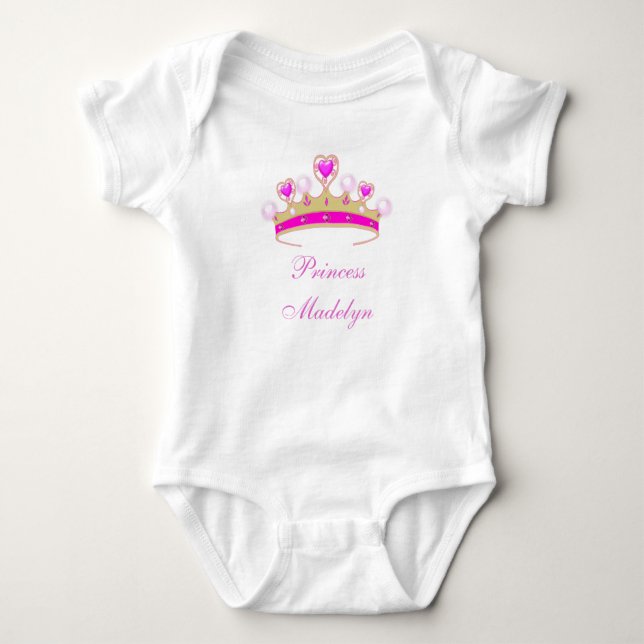 Organic Princess Madelyn, Crown Baby Tee, Add Name Baby Bodysuit (Front)