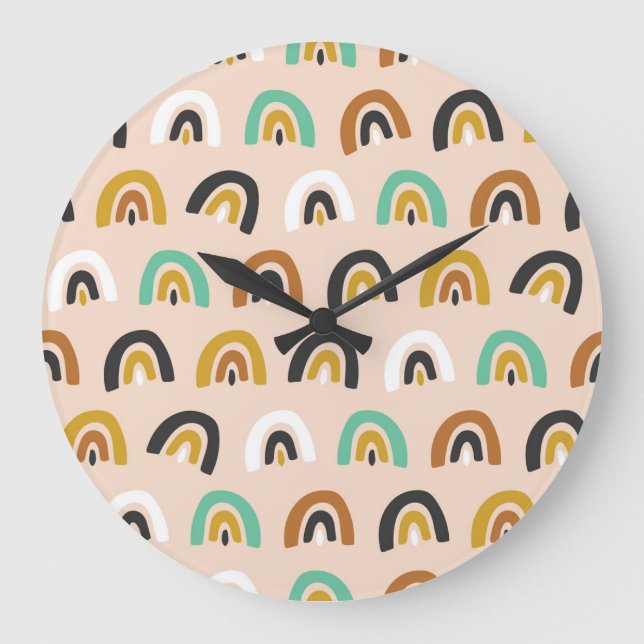 Organic Rainbow Stripe Vintage Large Clock (Front)