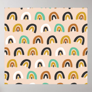Organic Rainbow Stripe Vintage Poster