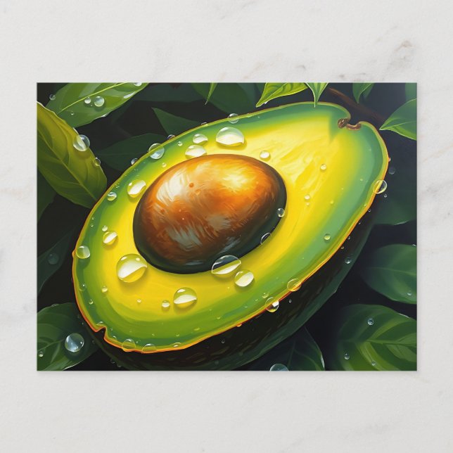 Organic Raingrown Avocado with Dewdrops Postcard (Front)