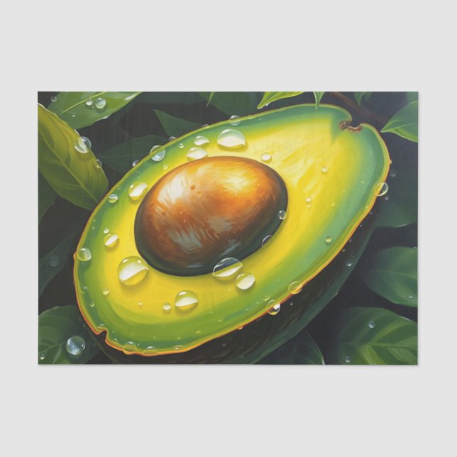 Organic Raingrown Avocado with Dewdrops Tissue Paper (Front)