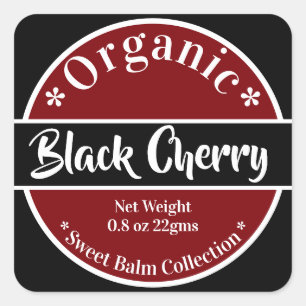 Organic Red White Black Cherry Beauty Square Sticker
