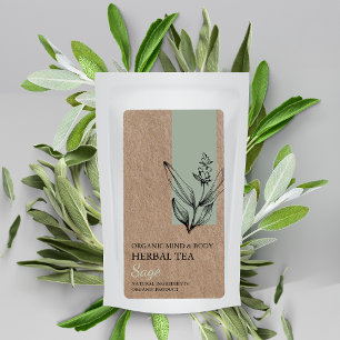Organic Sage Herbal Tea Kraft Business Label