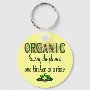 Organic Saving the Planet Kitchen Saying Key Ring