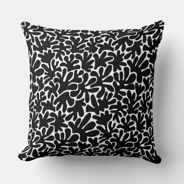 Organic Shapes Abstract 240822 - Black Cushion (Front)