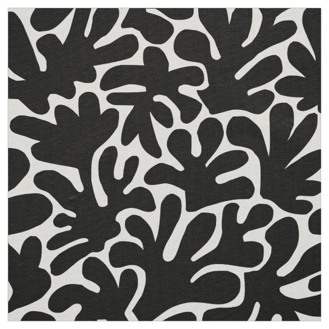 Organic Shapes Abstract 240822 - Black Fabric (Swatch)