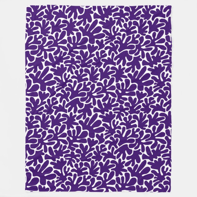 Organic Shapes Abstract 240822 - Deep Purple Fleece Blanket (Front)