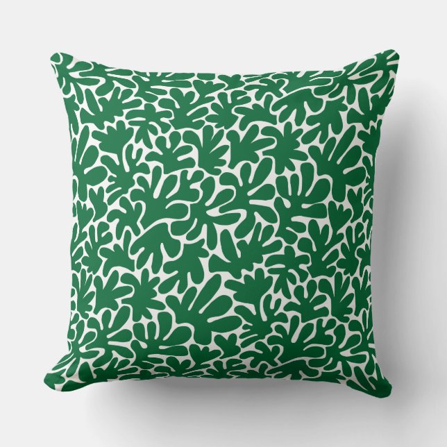 Organic Shapes Abstract 240822 - Forest Green Cushion (Front)
