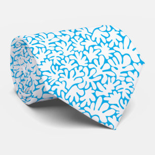Organic Shapes Abstract 240822 - White on Sky Blue Tie