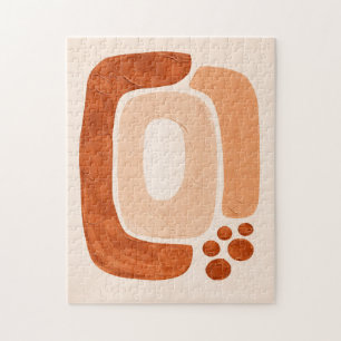 Organic Shapes Abstract a Earth Tone Modern Jigsaw Puzzle
