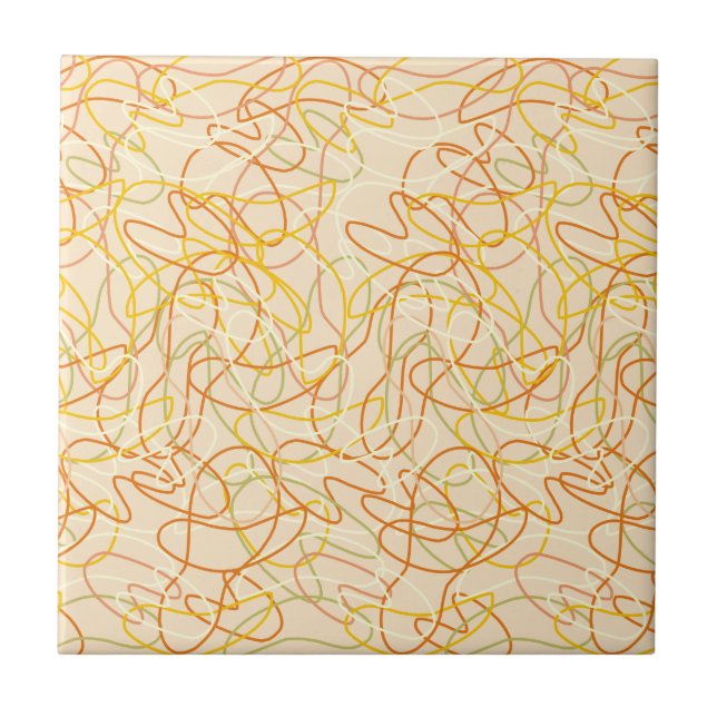 Organic Shapes in Orange, Gold & Yellow on Orange Tile (Front)