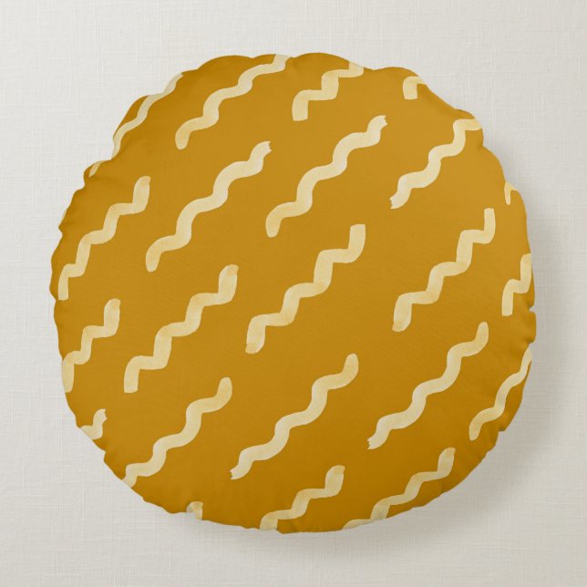Organic shapes naive pattern. Abstract watercolor  Round Cushion (Front)