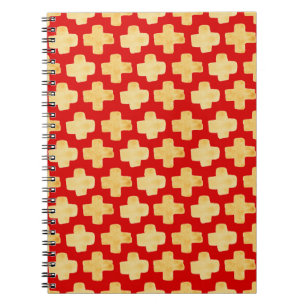 Organic shapes naive pattern with golden crosses o notebook