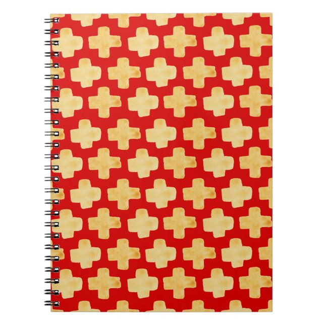 Organic shapes naive pattern with golden crosses o notebook (Front)
