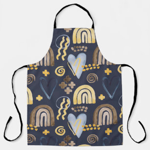 Organic shapes naive pattern with rainbow, heart. apron