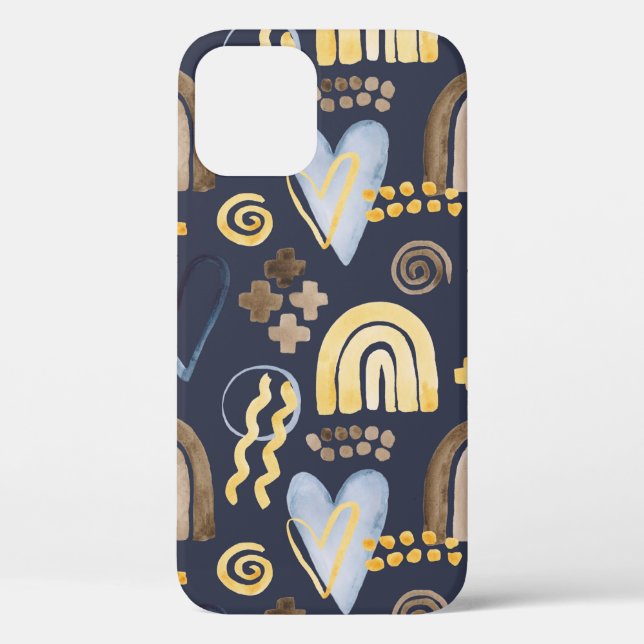 Organic shapes naive pattern with rainbow, heart.  Case-Mate iPhone case (Back)