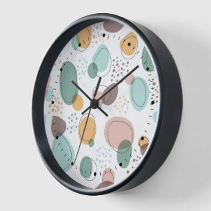 Organic shapes seamless pattern clock