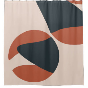 Organic Shapes Warm Tones Modern  Shower Curtain