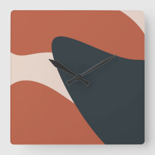 Organic Shapes Warm Tones Modern Square Wall Clock